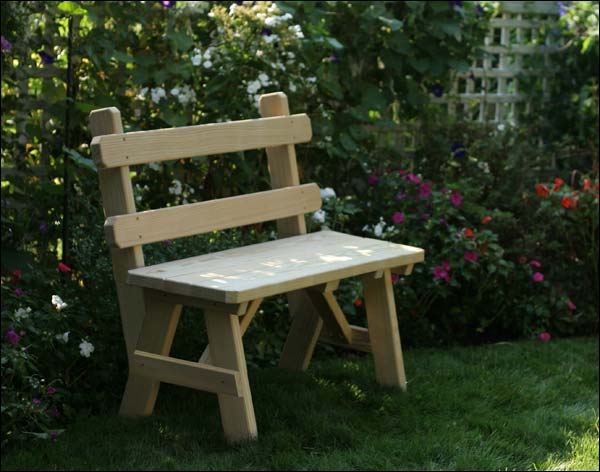 66" Treated Pine Traditional Garden Bench With Back