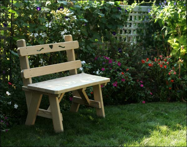 Treated Pine 40" Bench W/ Hearts