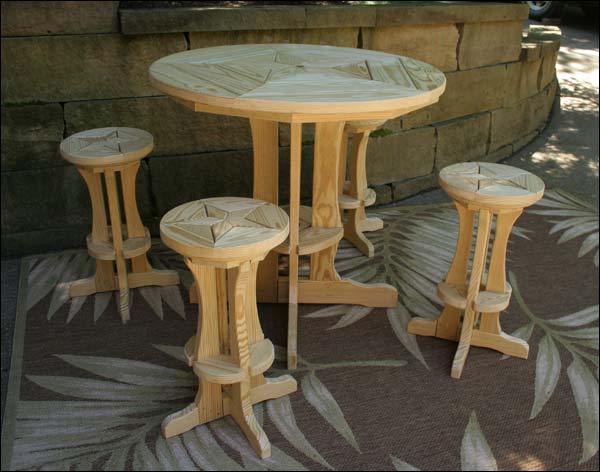 Treated Pine Star Design Pub Table W/ Pub Stools