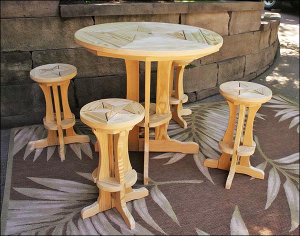 Treated Pine Star Design Pub Table W/ Pub Stools