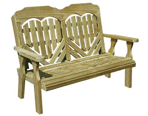 64" Treated Pine Heartback Garden Bench