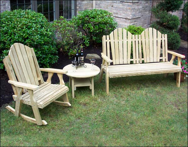 Treated Pine Curveback Bench And Rocker Group