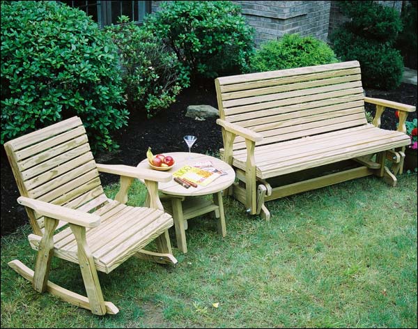 Treated Pine Rollback Glider And Rocker Group