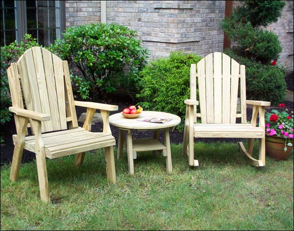 Treated Pine Curveback Rocker, Chair & Table