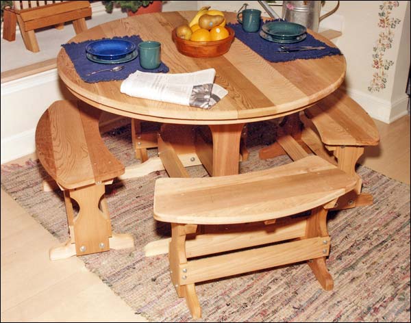 Cedar Round Picnic Table Benches Stain