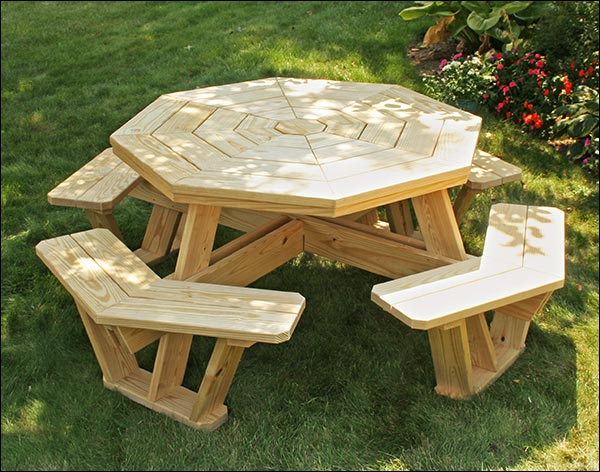 62" Treated Pine Octagon Walk-in Picnic Table