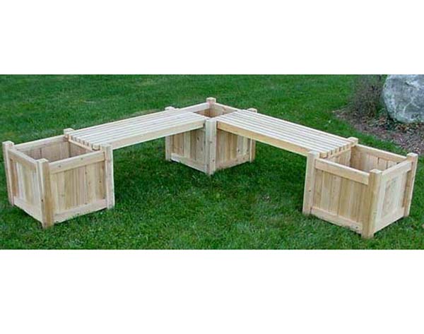 Three 24" Cedar Planters & Two Benches