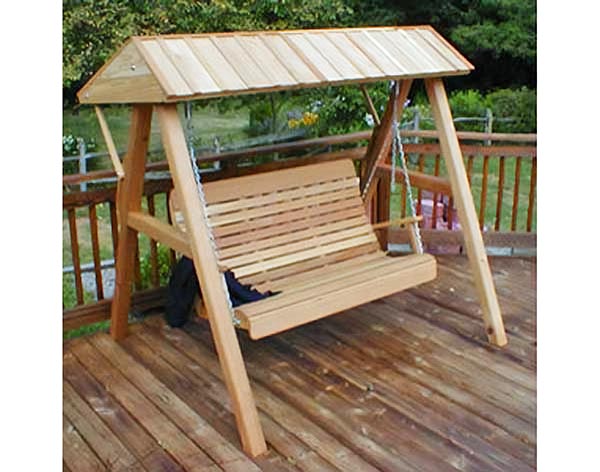 Red Cedar Wooden Porch Swing Canopy For 6
