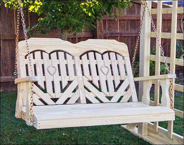 53" Treated Pine Heartback Porch Swing