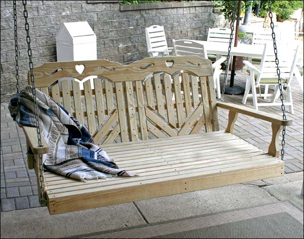 5 Foot Treated Pine Heartback W /hearts Swingbed