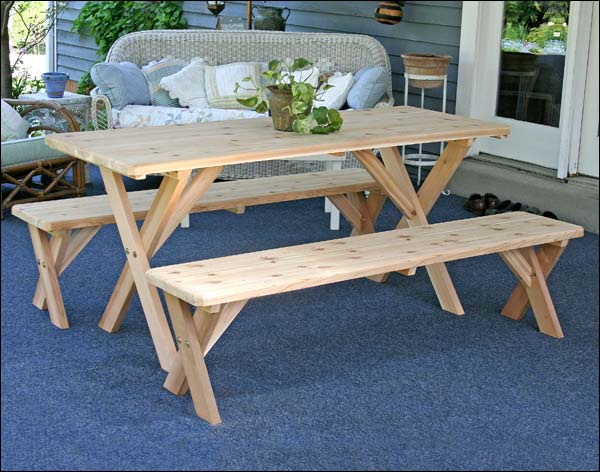 Cedar Picnic Table Legged Benches
