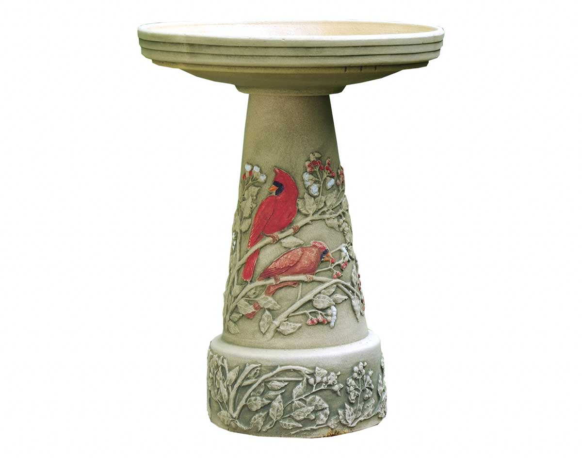 Ceramic Summer Cardinal Bird Bath