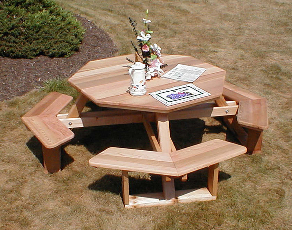 Red Cedar Octagon Walk-In Picnic Table