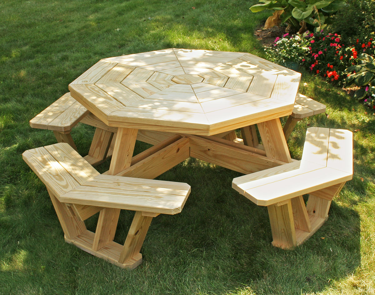 Treated Pine Octagon Walk-In Picnic Table