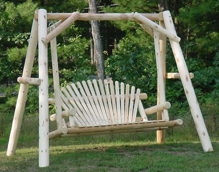 White Cedar Unstained Love Seat Swing w/ Stand