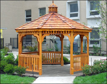 12 Cedar Octagon Gazebo with No Floor, Cedar Shake Shingles, and 2 Coats of Cedar Stain/Sealer