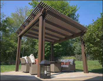 12 x 12 Aluminum Vintage Classic Pergola shown in Aged Bronze.