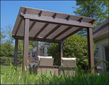 12 x 12 Aluminum Vintage Classic Pergola shown in Aged Bronze.