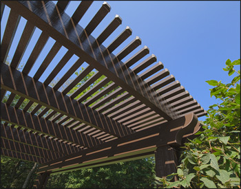 3" Top Runner Detail on 12 x 12 Aluminum Vintage Classic Pergola shown in Aged Bronze.