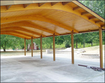  24 x 44 Wood Gable Rectangular Savannah Pavilion shown with a factory stain