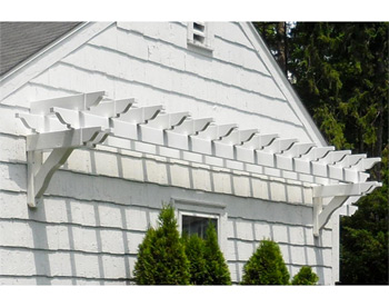 3 x 20 Vinyl Eyebrow Pergola shown with 16" Main Runner Spacing,  and 12" Top Runner Spacing.