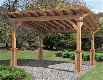 12 x 16 Rustic Santa Barbara Pergola shown with Clear Stain/Sealer and Copper Metal Roof.