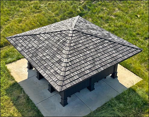 20 x 20 Cedar Marquee Shelter shown from above