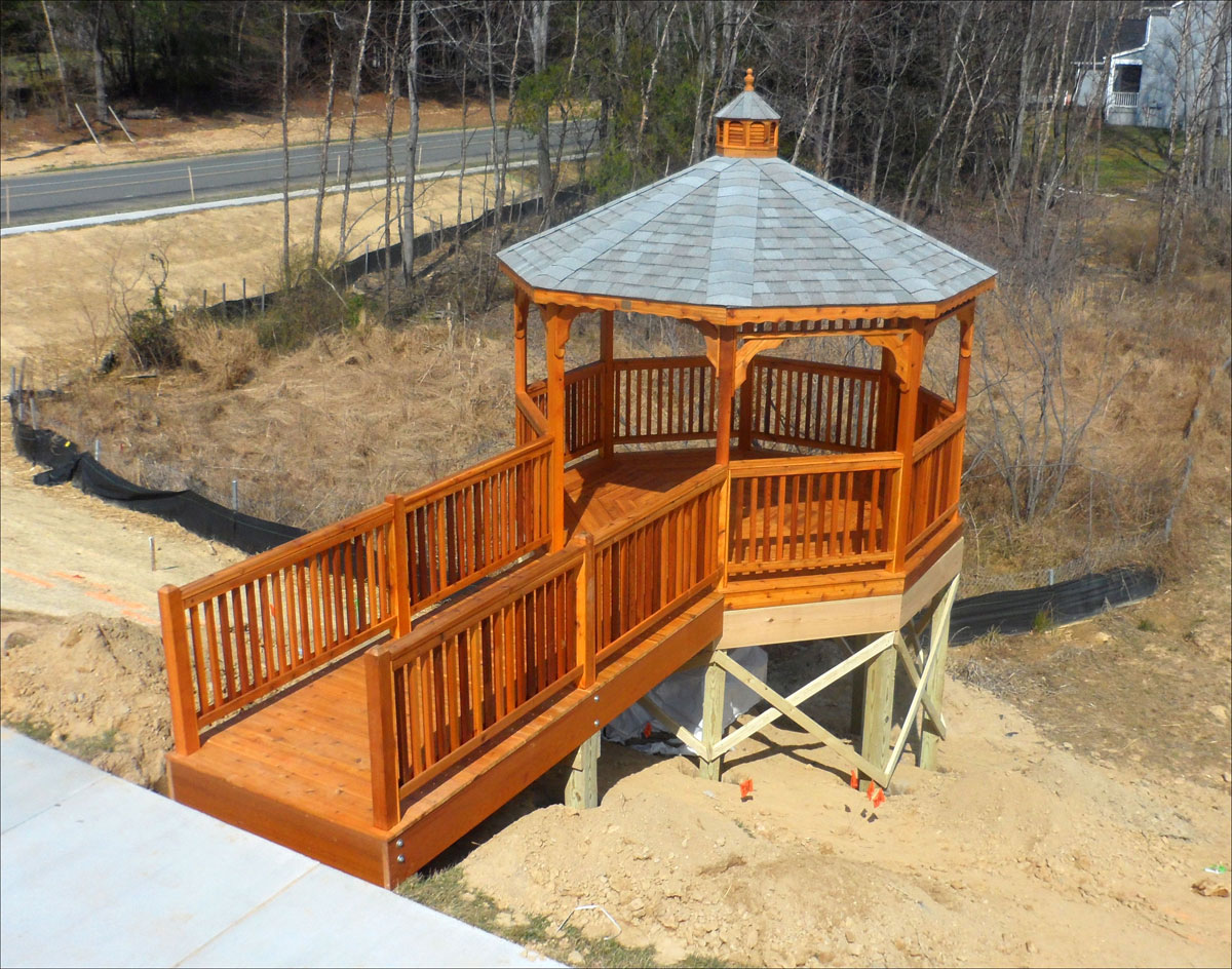 Customer's Photo 12' Cedar Octagon Gazebo with custom 5 x 12
