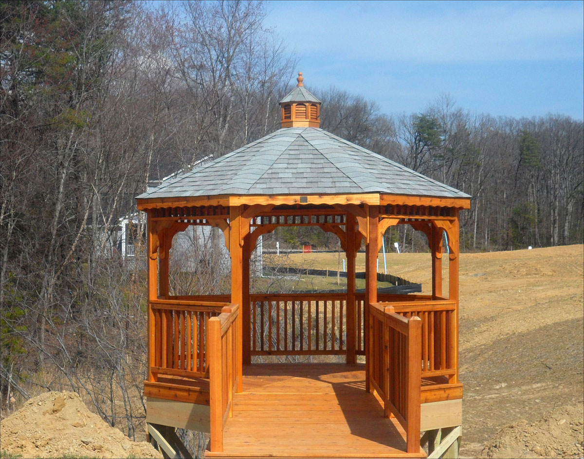 Customer's Photo 12' Cedar Octagon Gazebo with custom 5 x 12