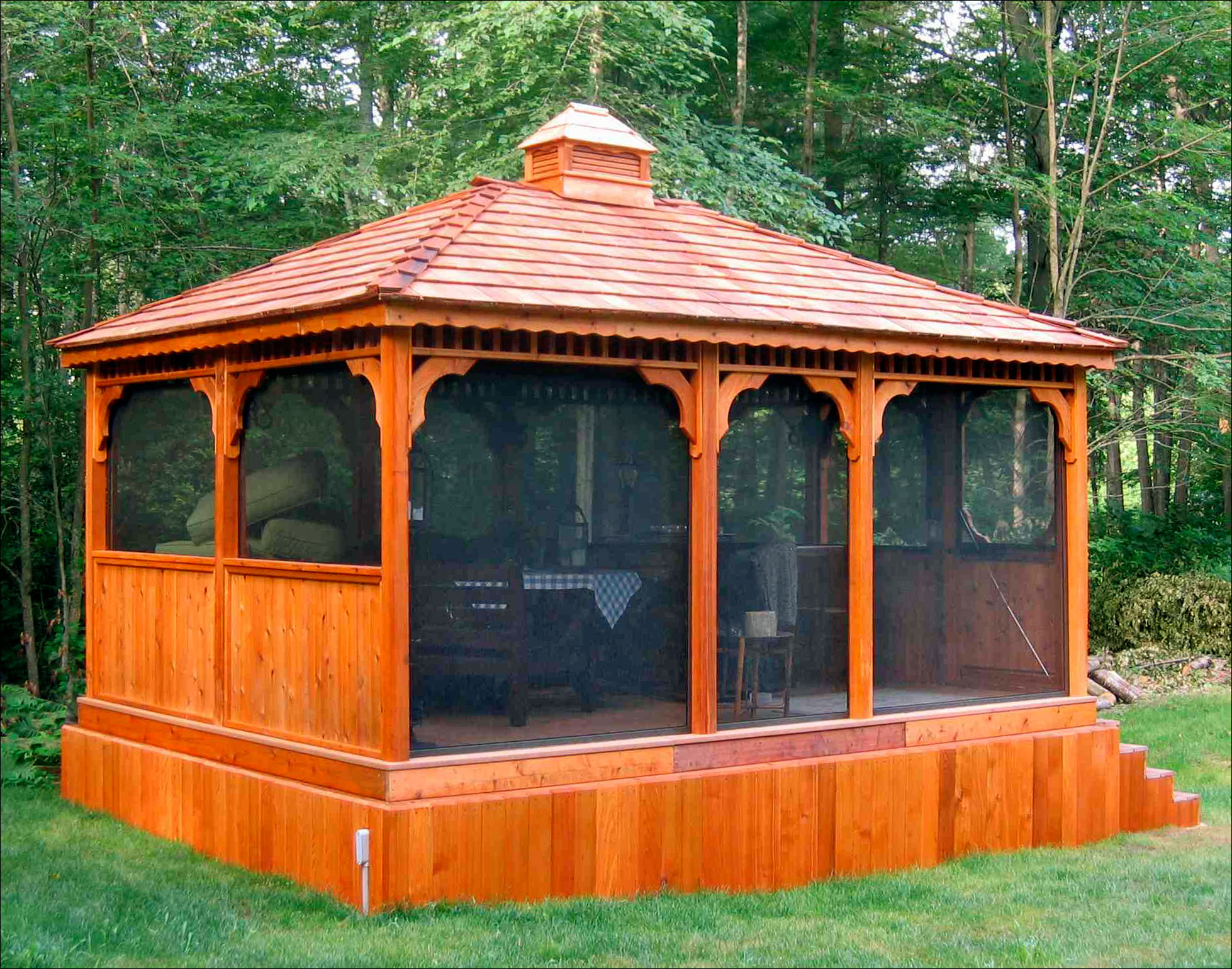 Customer s photo custom 12 x 16 cedar rectangular gazebo