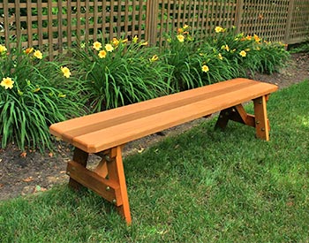  6 Garden Bench Shown with Optional Cedar Tone Stain/Sealer