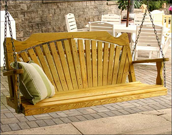 Treated Pine Fanback Porch Swing shown with Stain/Sealer