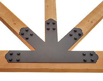 Decorative Gable Plate shown connecting gable beams and spokes