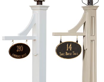 Sign Brackets shown in White (left) and Light Stone (right)<br><b>NOTE: Sign Not Included</b>