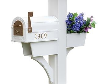Flower Box shown on a White Vinyl Mailbox Post