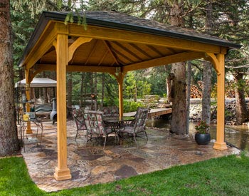 5x5 Glulam Posts with Short Base Trim on a Single Roof Cedar Ramada