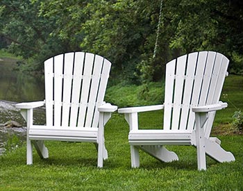 Treated Pine Adirondack Chairs shown with White Stain.