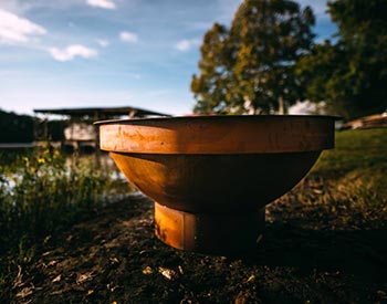 40" Steel Table Top Lid Shown on a Firepit.