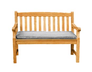 Sunbrella Cushion shown in Granite color on a Teak Classic Bench