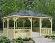 Treated Pine Rectangle Single Roof Gazebos