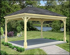 Treated Pine Open Rectangle Single Roof Gazebos