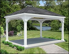 Vinyl Open Rectangle Single Roof Gazebos