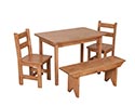 Kid's Rectangular Table Set w/ 2 Chairs & 1 Bench