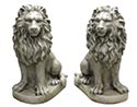 Concrete Sitting Lion Sculpture - Pair