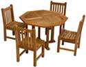52" Teak Octagon Table w/4 Garden Chairs