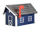 Poly Lumber Deluxe Mailbox w/ Diamond Plate Roof - Patriot Blue and White