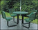 36" Round Metal Picnic Table w/ Attached Chairs