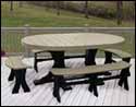 Poly Lumber 5 Piece Oval Picnic Table with Benches
