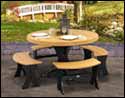 Poly Lumber 5 Piece Round Picnic Table with Benches