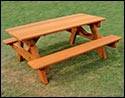 Red Cedar Heavy Duty Picnic Table w/Attached Benches